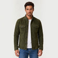 Chaqueta Hombre Efecto Ante Botones Estilo Trucker