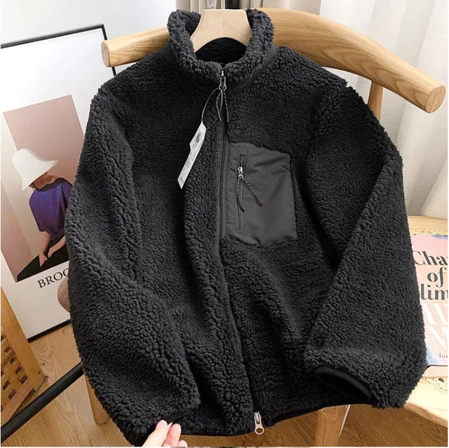 Chaqueta Polar Mujer con Cremallera Completa y Cuello Alto
