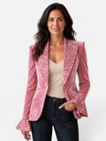 Blazer Mujer Terciopelo Leopardo Elegante
