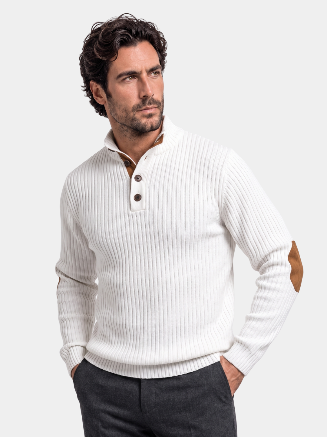 Suéter Henley de Cuello Alto Refinado - Cross & Crown