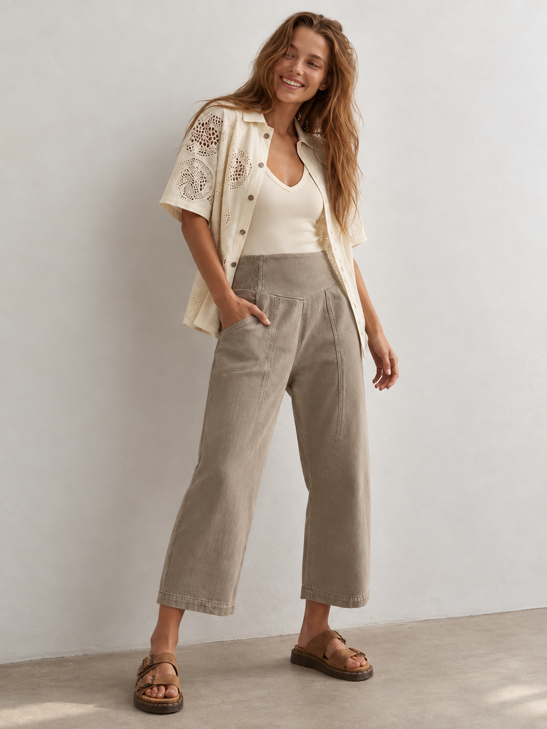 Pantalón Mujer Ancho Estilo Harén