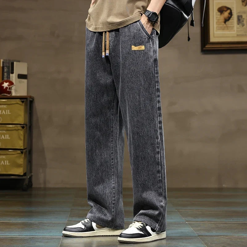 Vaqueros baggy hombre con cordón ajustable y tejido elástico