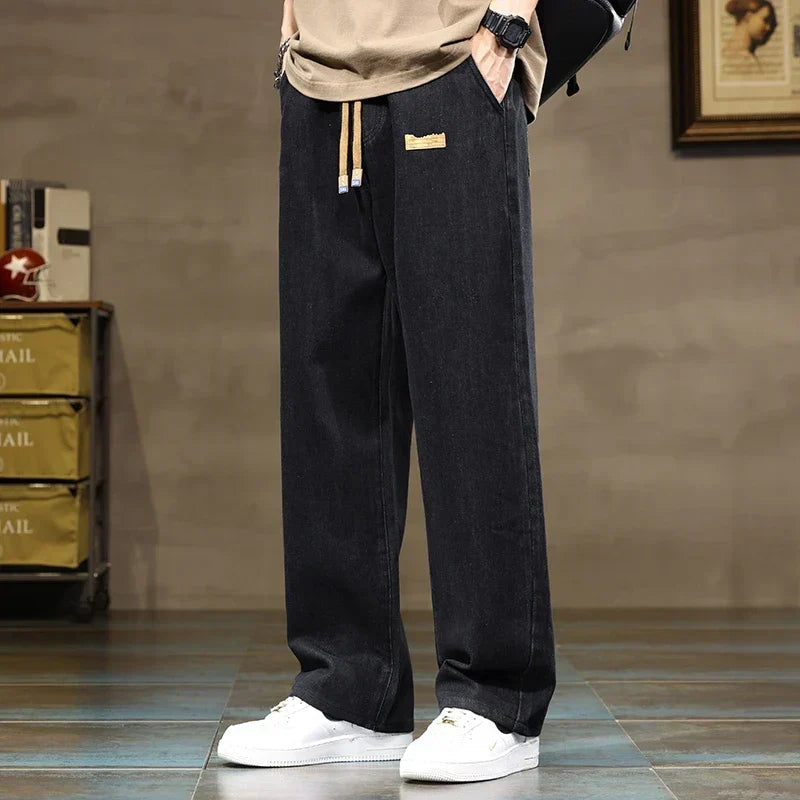 Vaqueros baggy hombre con cordón ajustable y tejido elástico