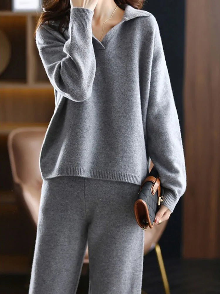 Conjunto Mujer de Punto Polo con Pantalón Harén