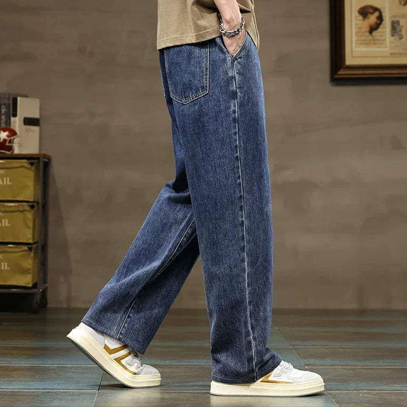 Vaqueros baggy hombre con cordón ajustable y tejido elástico