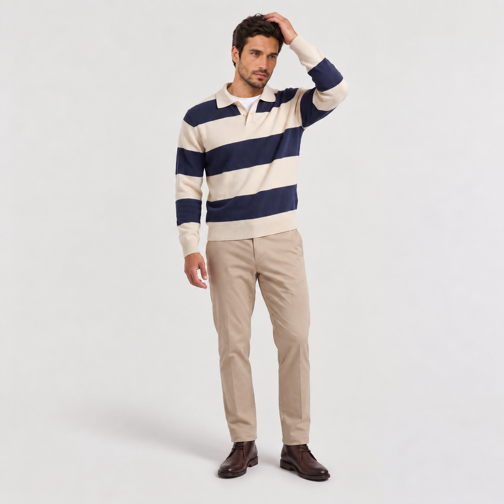 Jersey Polo Hombre Punto Rayas Clásico