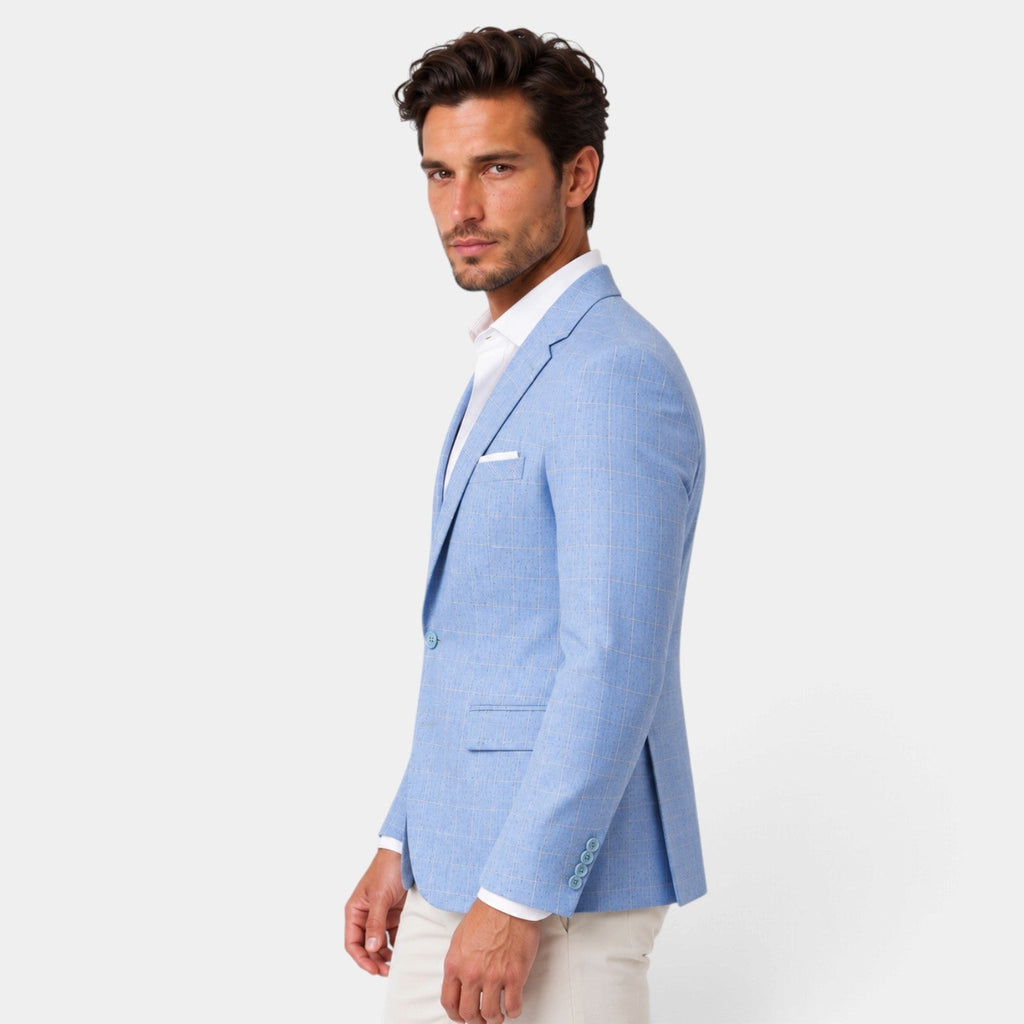 Americana Entallada de Cuadros Windowpane para Hombre
