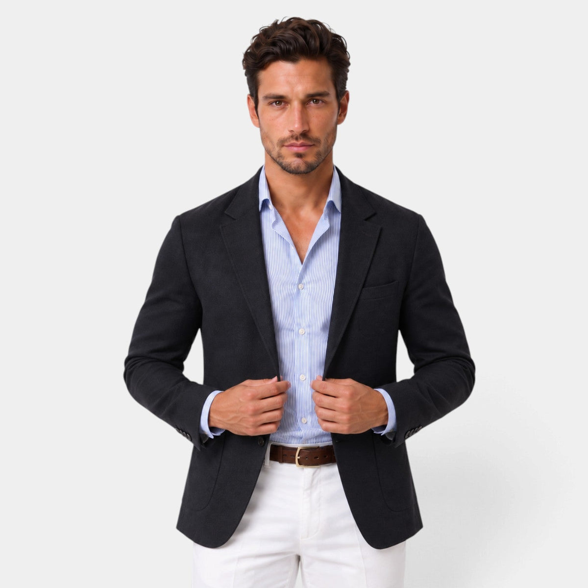 Blazer de Punto Flexible para Hombre Estilo Smart Casual