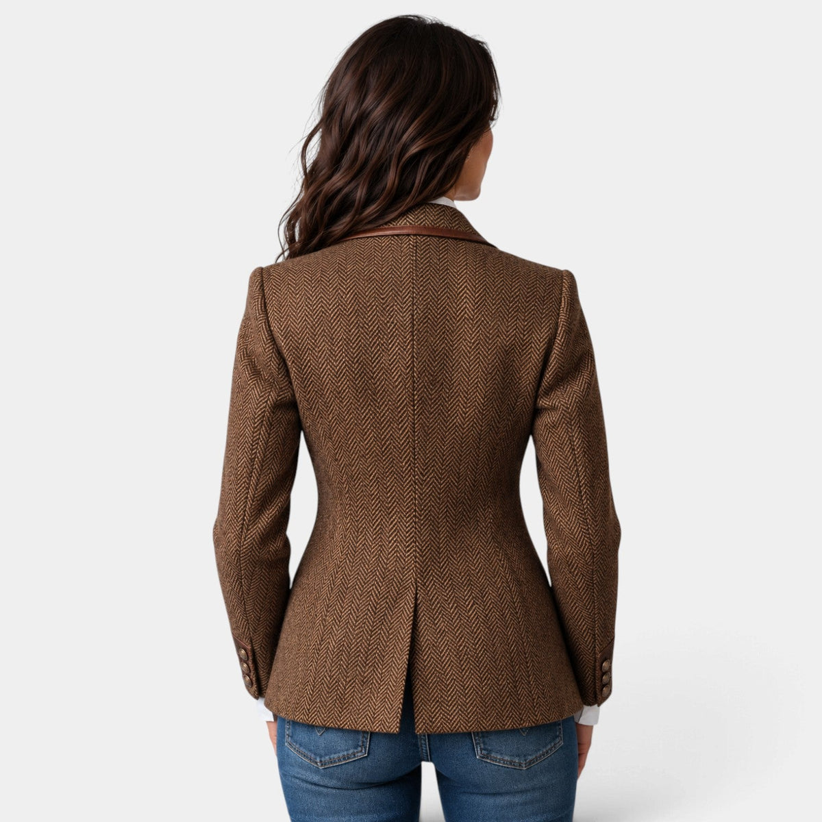Blazer Mujer Paneles Espiga con Botones Dorados