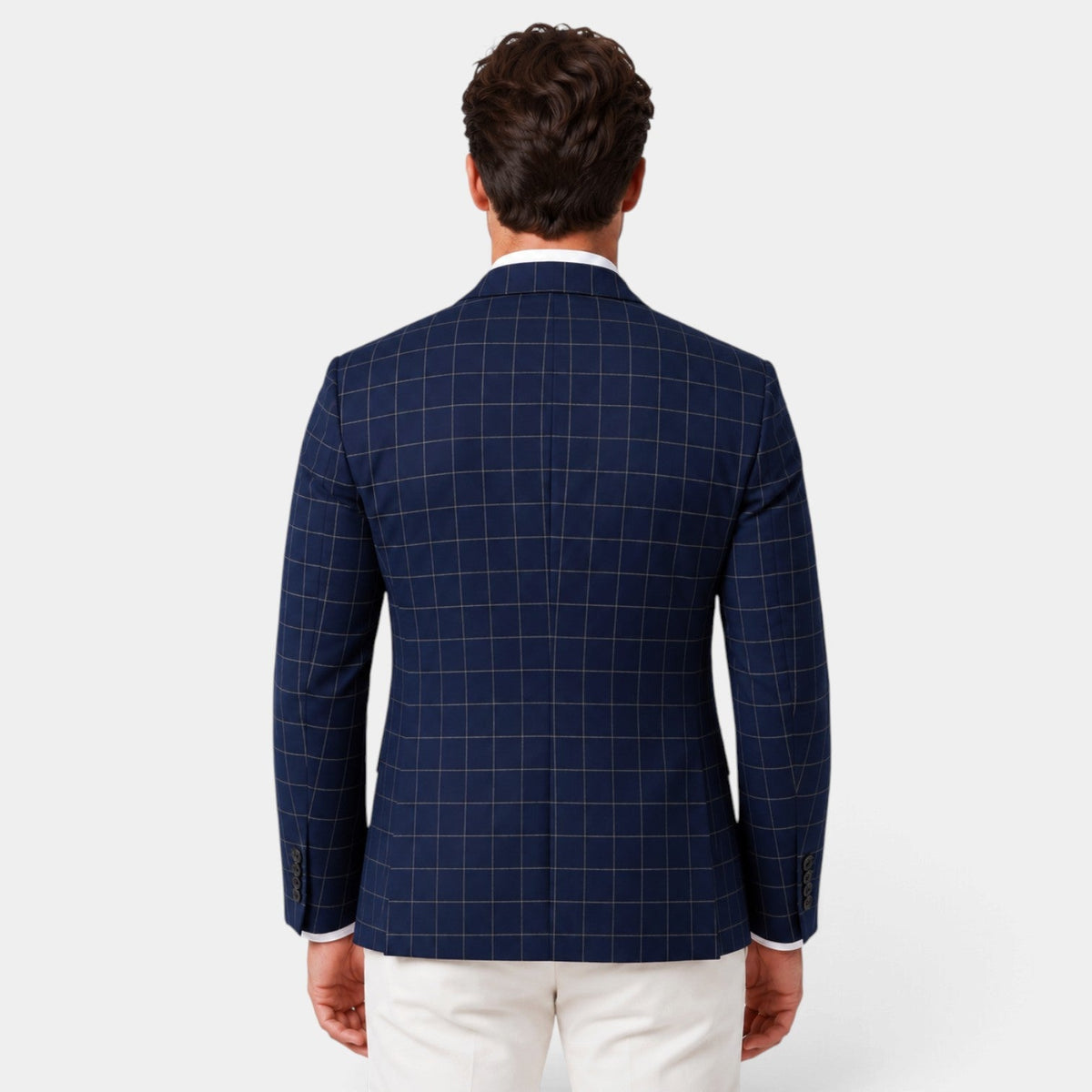 Americana Entallada de Cuadros Windowpane para Hombre