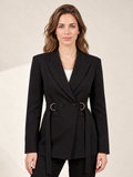 Blazer Mujer Negro Entallado con Anillas