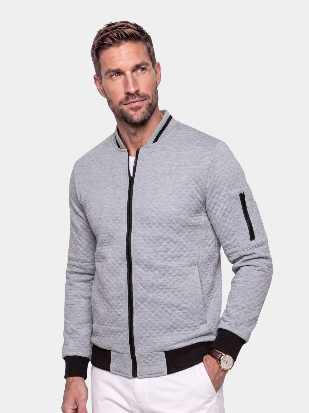Chaqueta Bomber Casual Texturizada - Cross & Crown