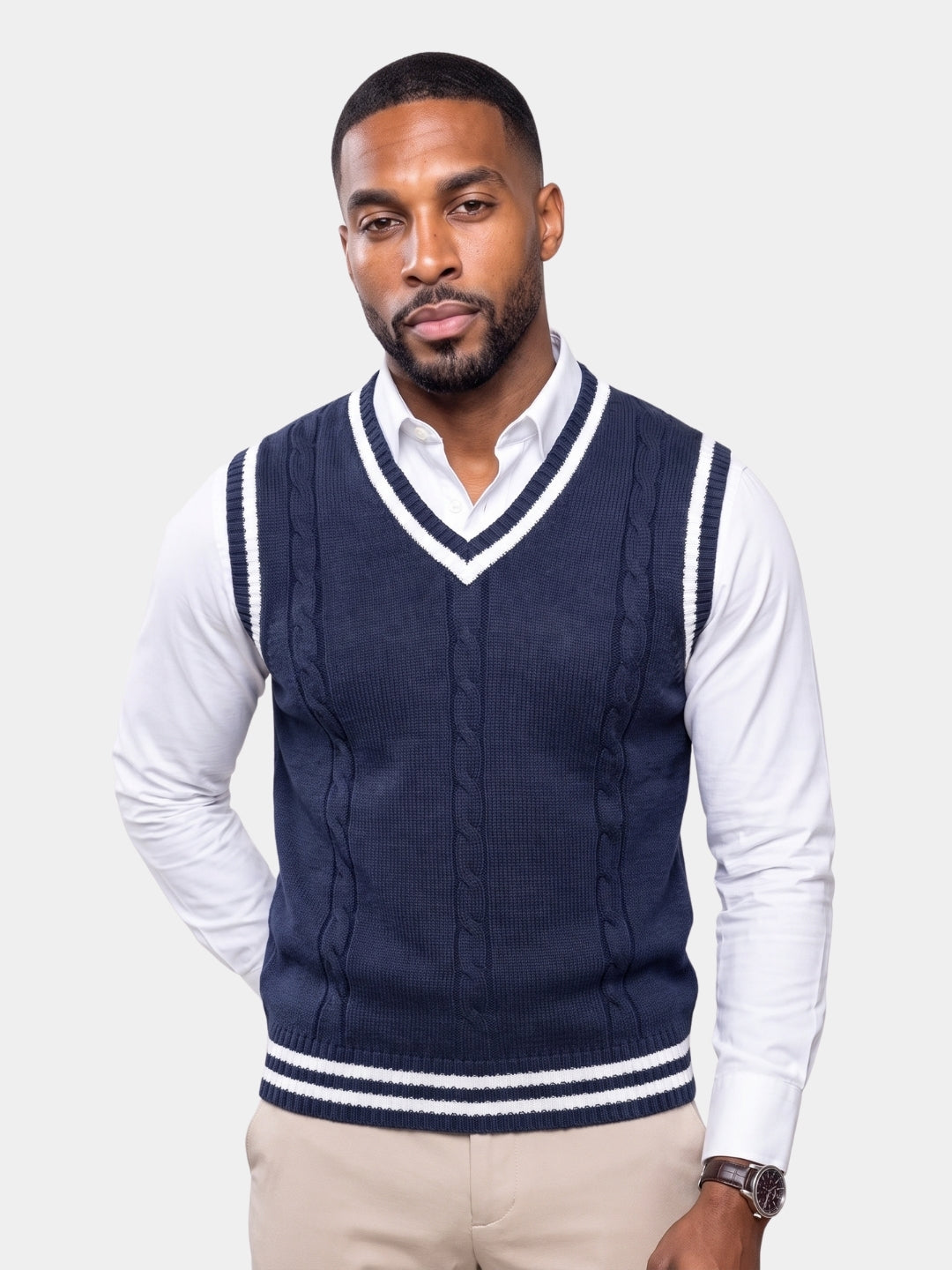 Chaleco de Punto Elegante con Cuello en V - Cross & Crown
