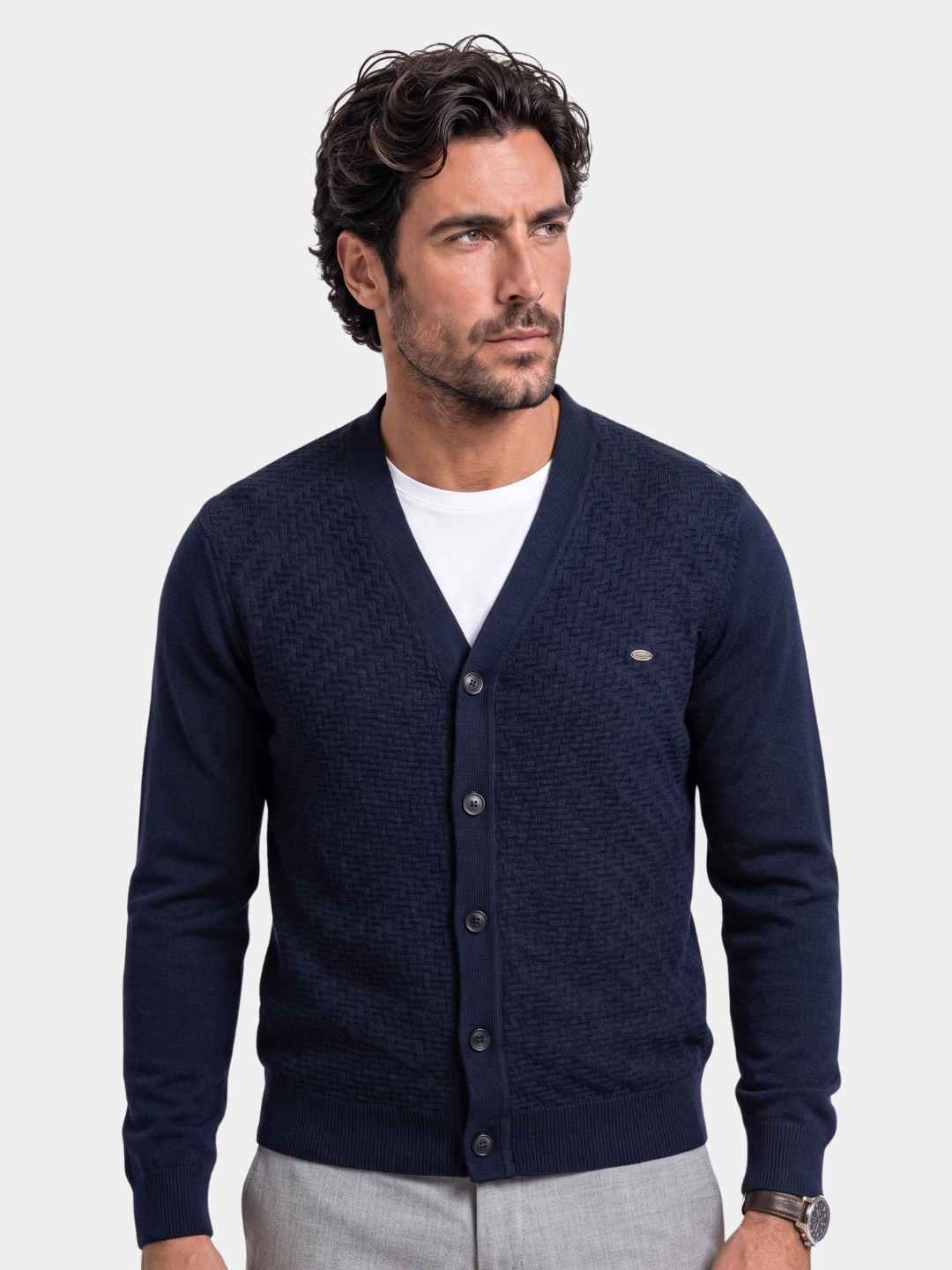 Cardigan de Punto con Cuello en V - Cross & Crown