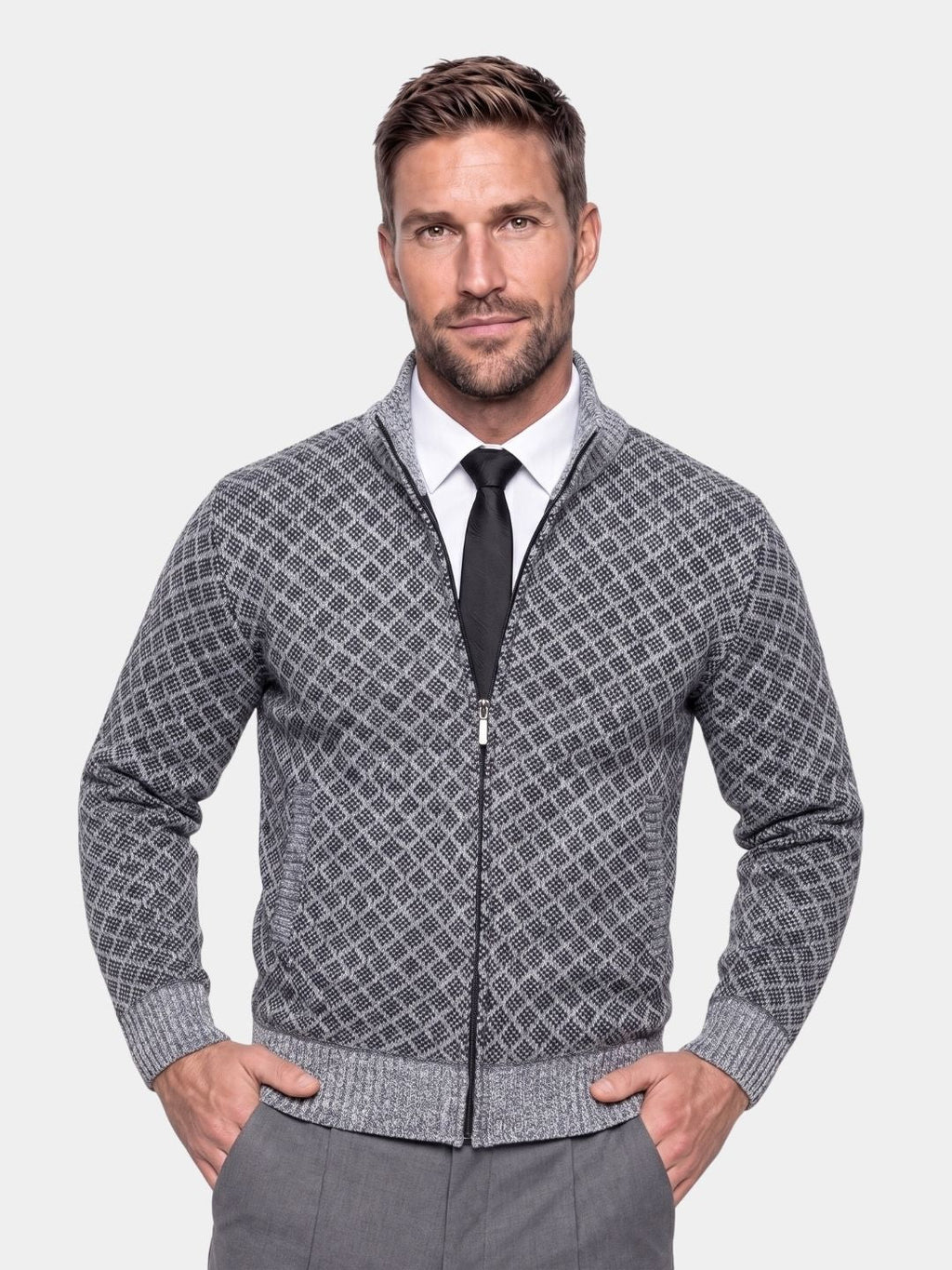 Cárdigan Jacquard Vintage - Cross & Crown