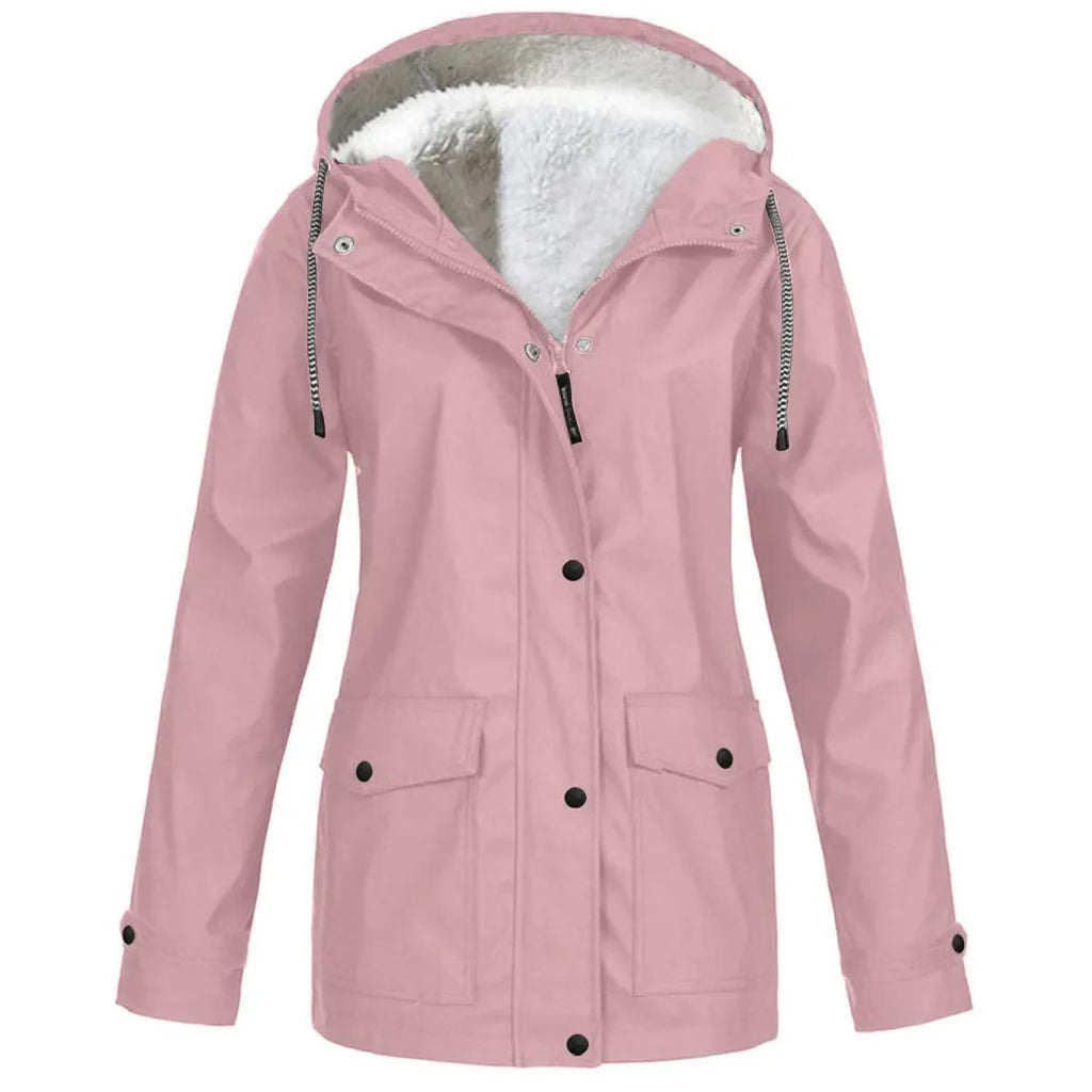 Chaqueta Outdoor Mujer Impermeable con Forro Polar y Capucha