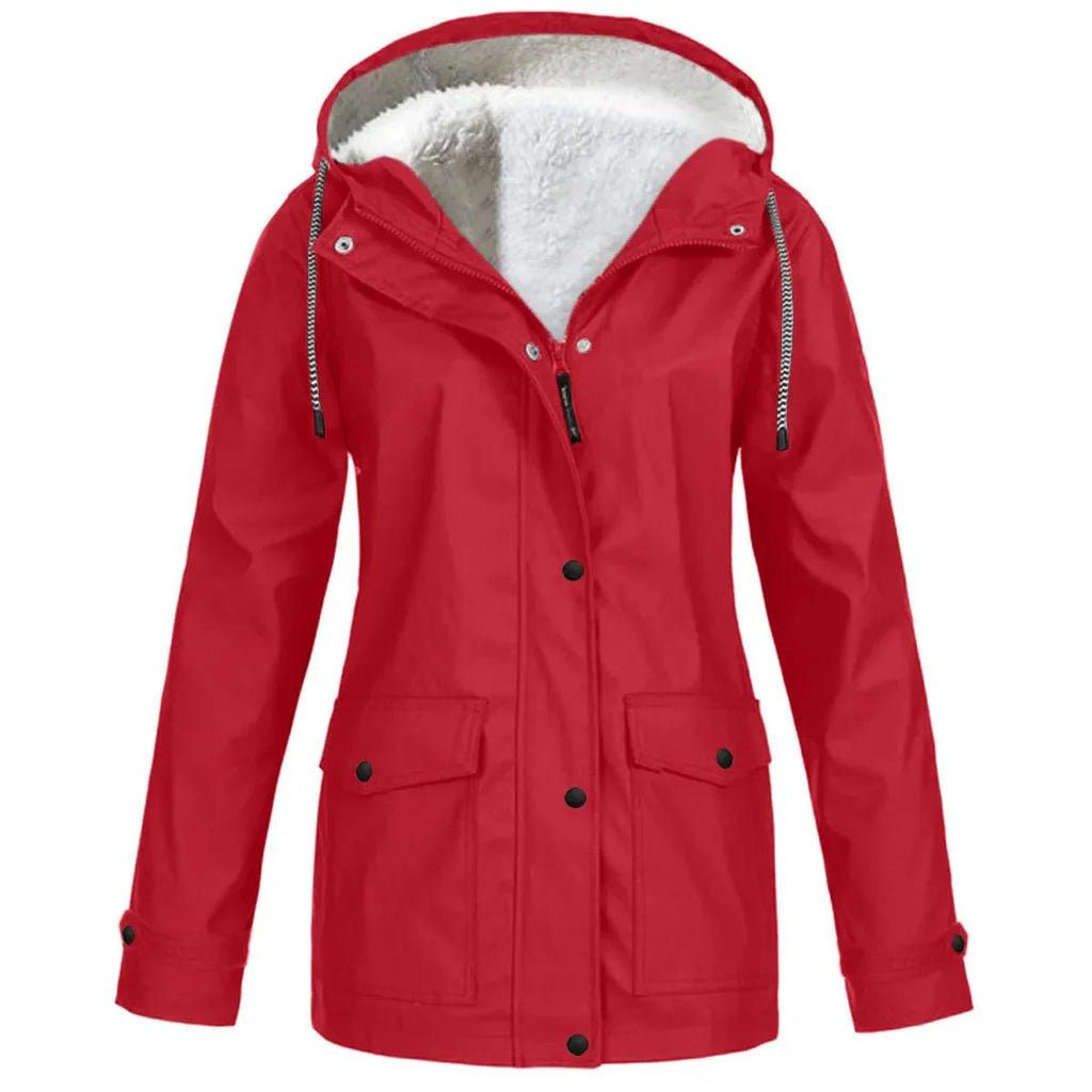 Chaqueta Outdoor Mujer Impermeable con Forro Polar y Capucha