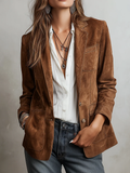 Chaqueta de Ante Vintage Mujer – Costuras Contraste