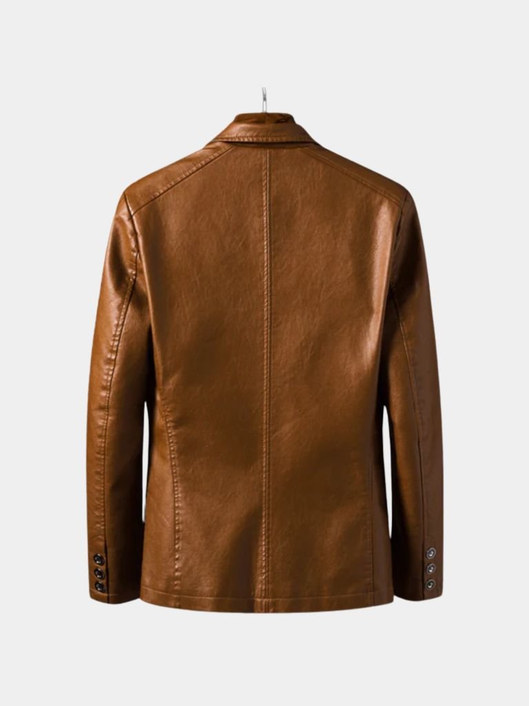 Chaqueta de Cuero Caramelo Bold - Cross & Crown