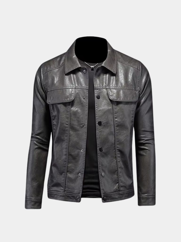 Chaqueta de Cuero Rebelde Bronce – Cross & Crown