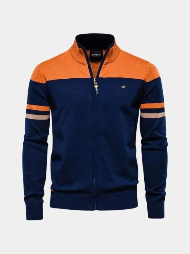 Suéter Cardigan con Cierre y Cuello Alto - Cross & Crown