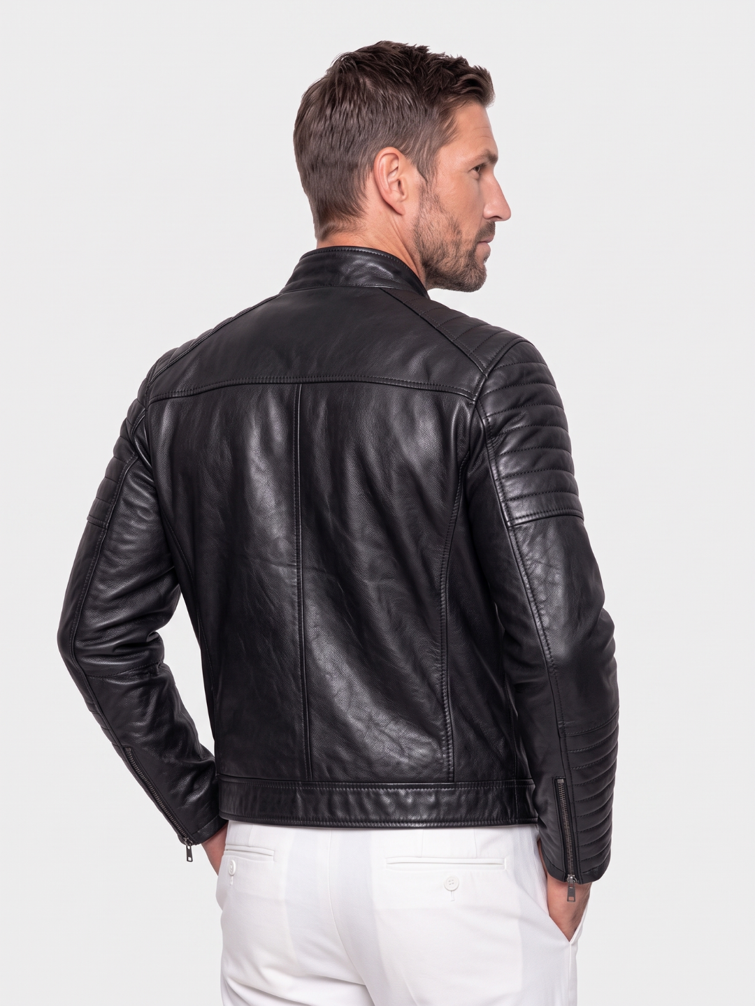Chaqueta de Cuero Vulcan Diamond – Cross & Crown