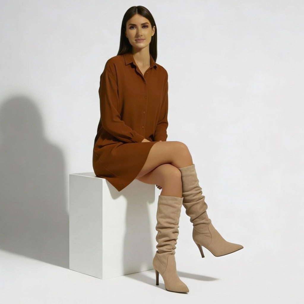 Botas de Tacón de Aguja para Mujer - Ante Elegante