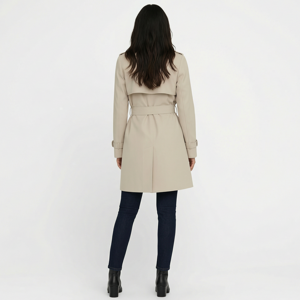 Gabardina Mujer Doble Botonadura Midi Entretiempo