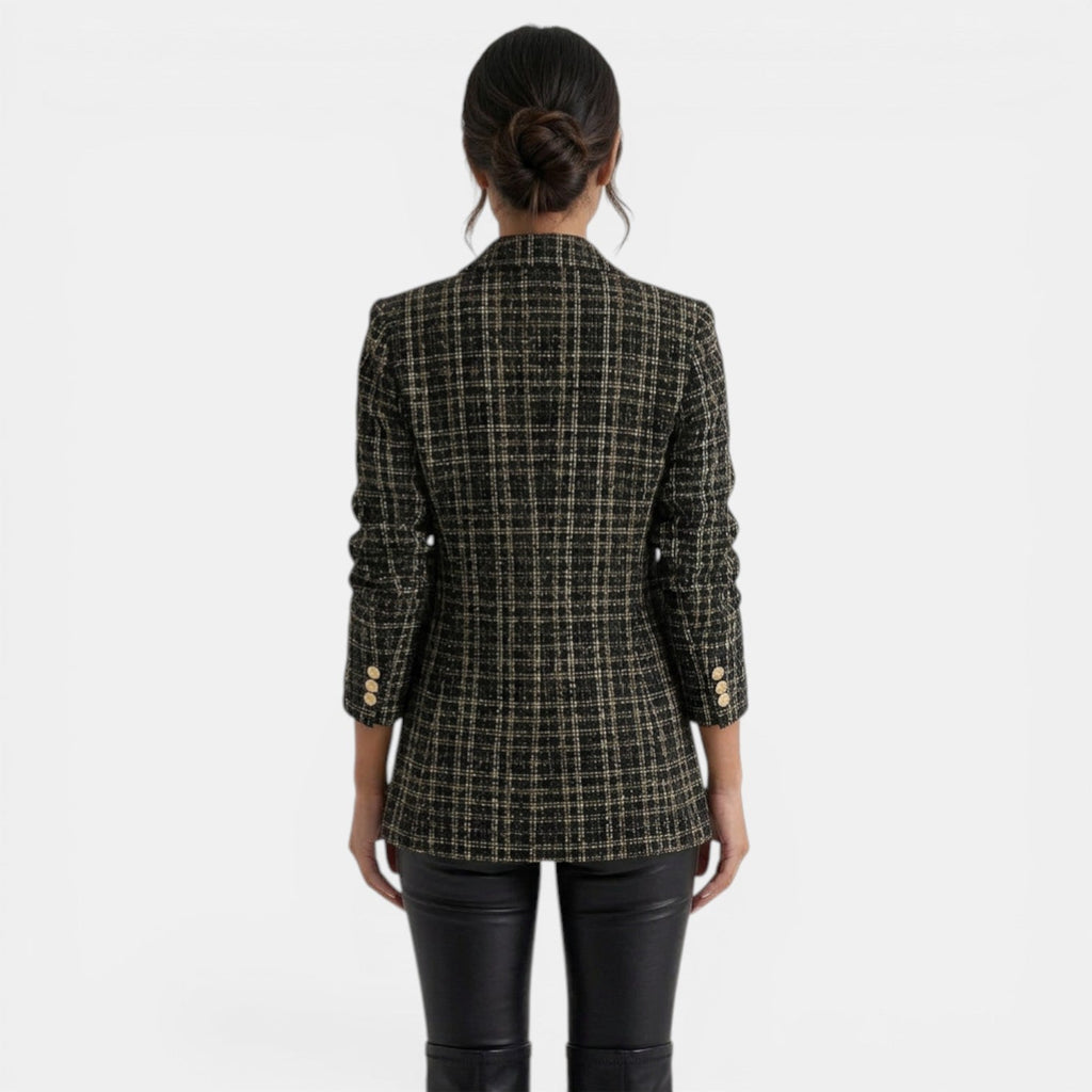 Abrigo Blazer Mujer Doble Botonadura Estampado