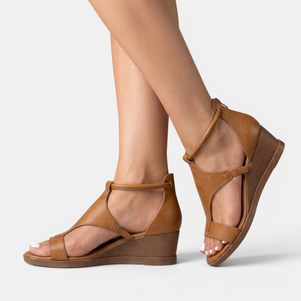 Sandalias Cuña Verano Mujer Piel