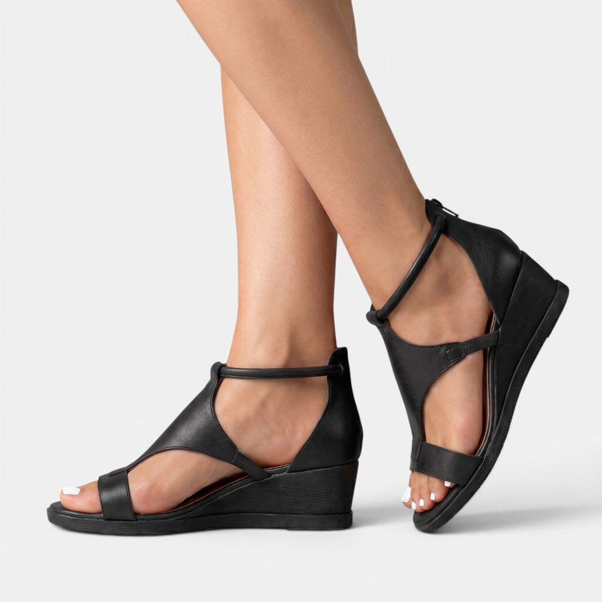 Sandalias Cuña Verano Mujer Piel
