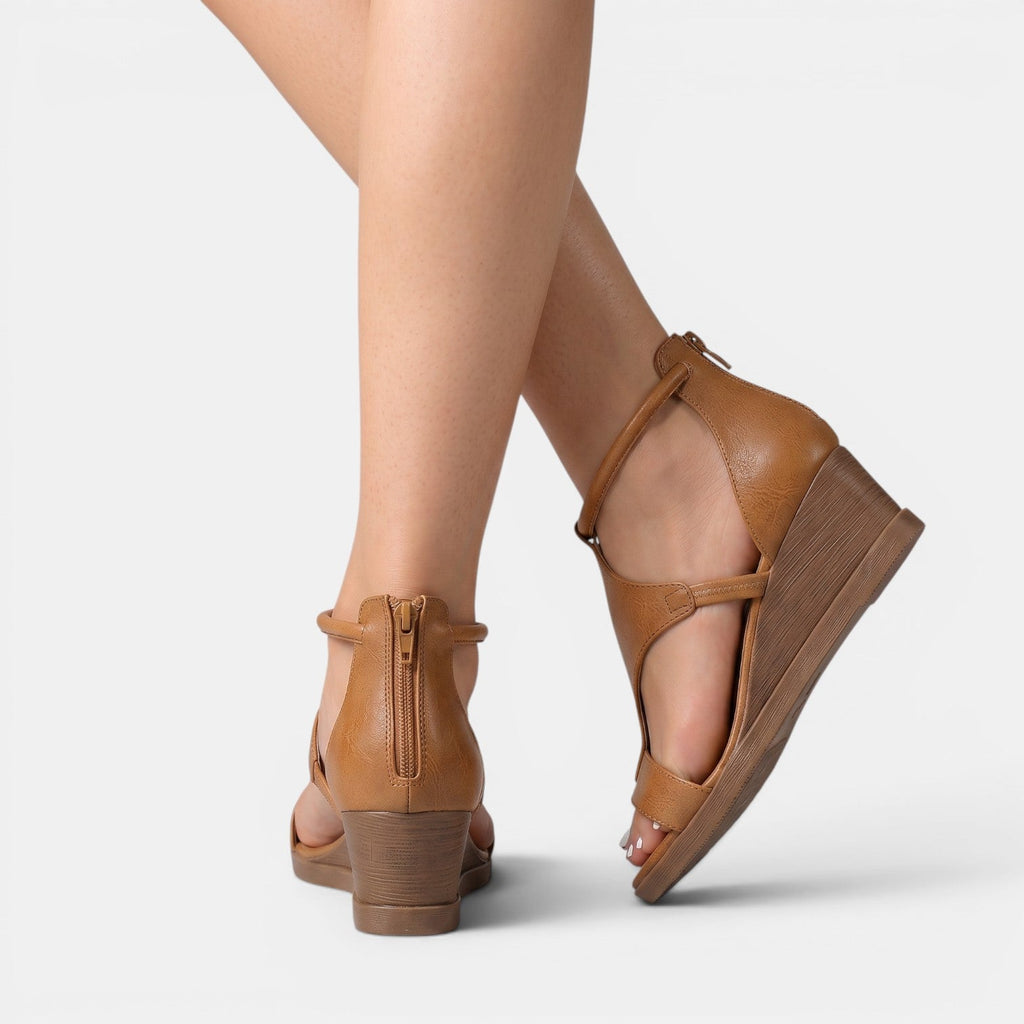 Sandalias Cuña Verano Mujer Piel