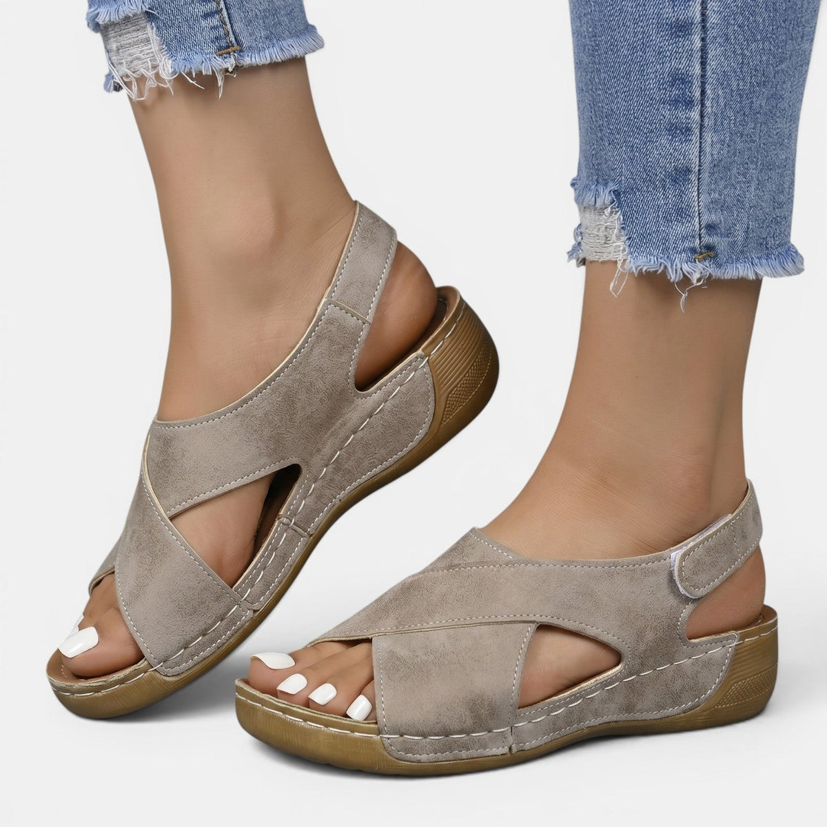 Sandalias Mujer Cuña Plataforma Piel