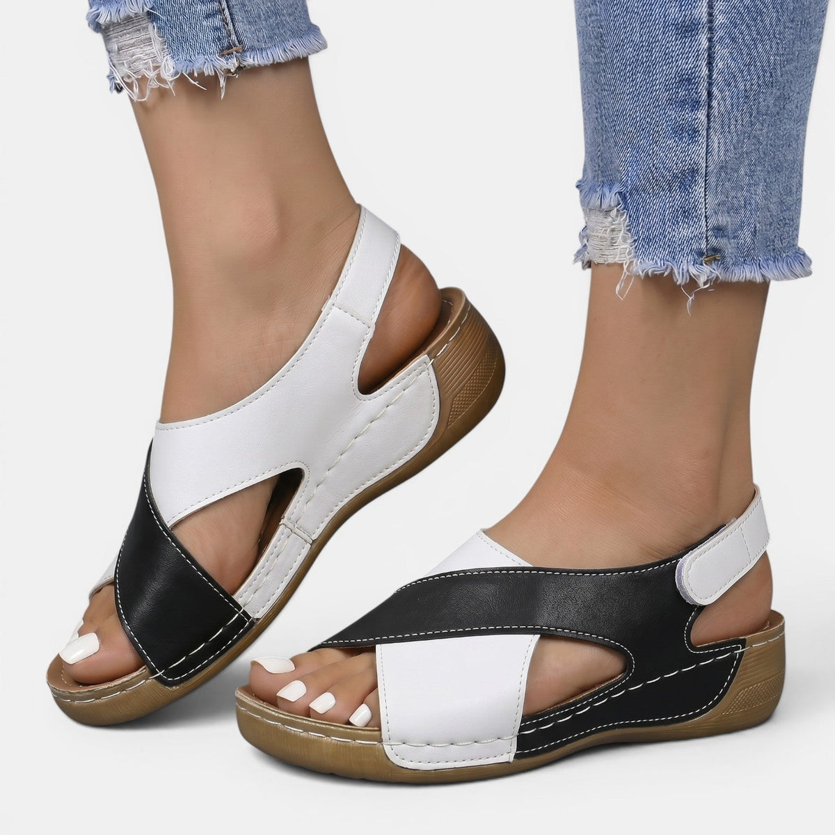 Sandalias Mujer Cuña Plataforma Piel