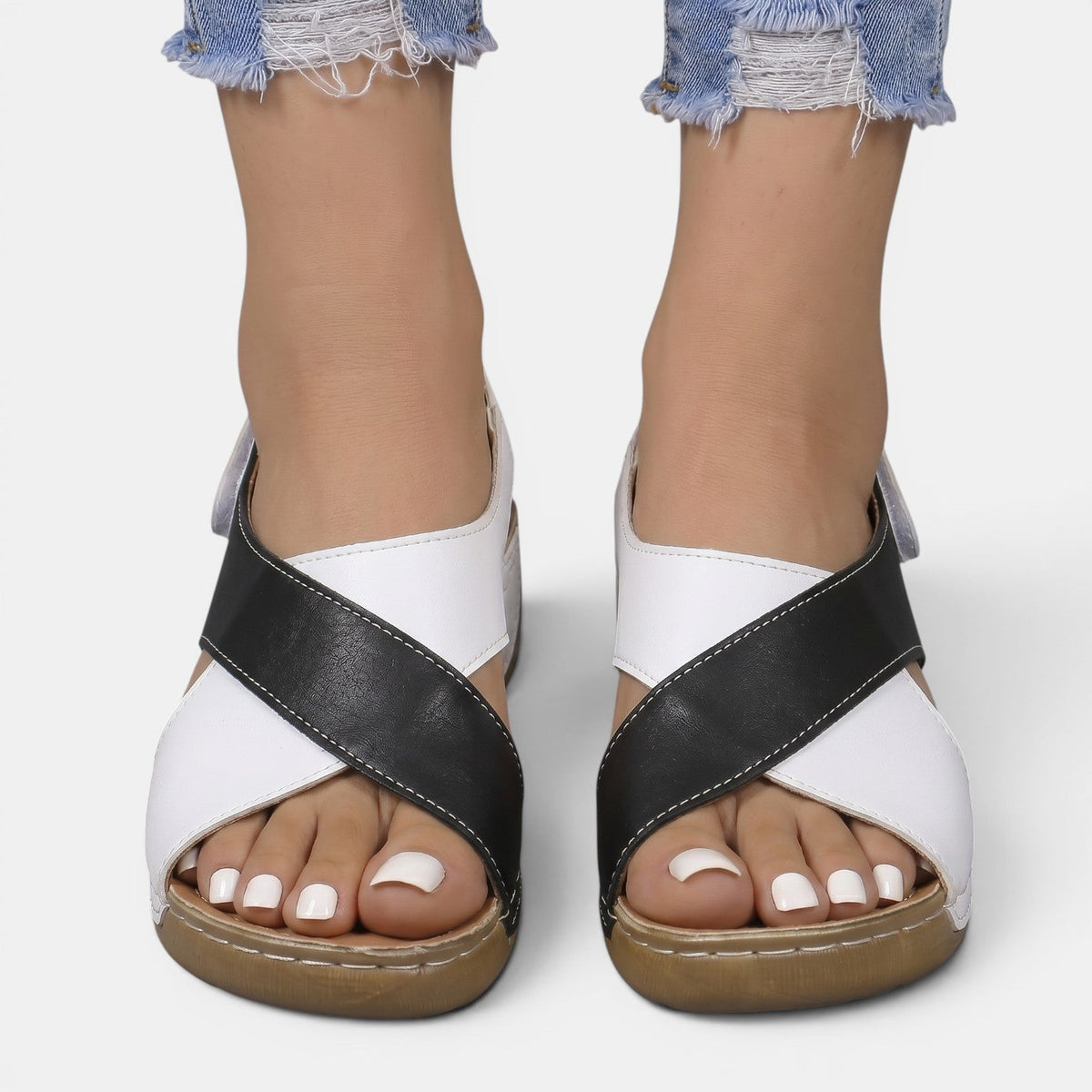 Sandalias Mujer Cuña Plataforma Piel