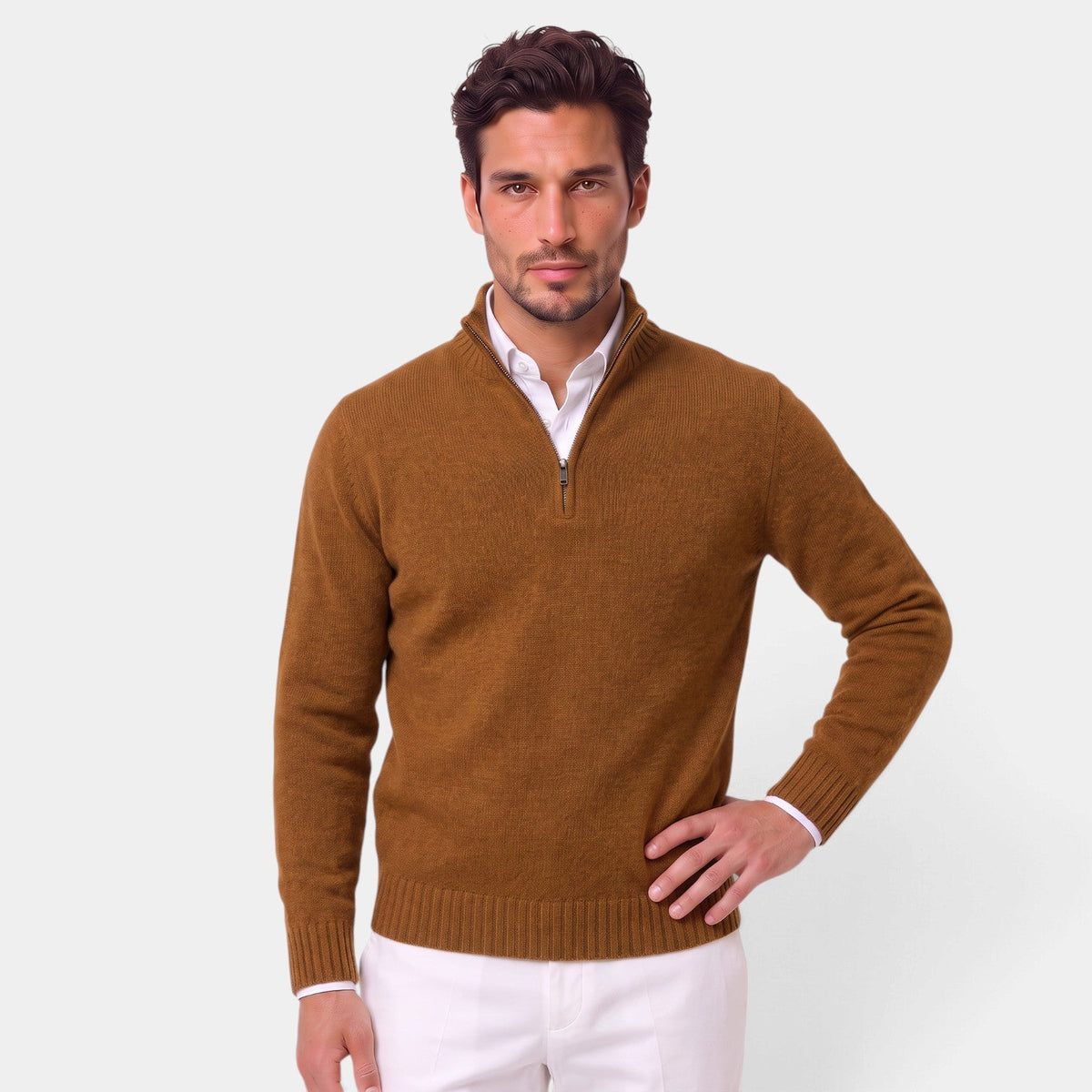 Jersey Hombre de Cachemira Media Cremallera