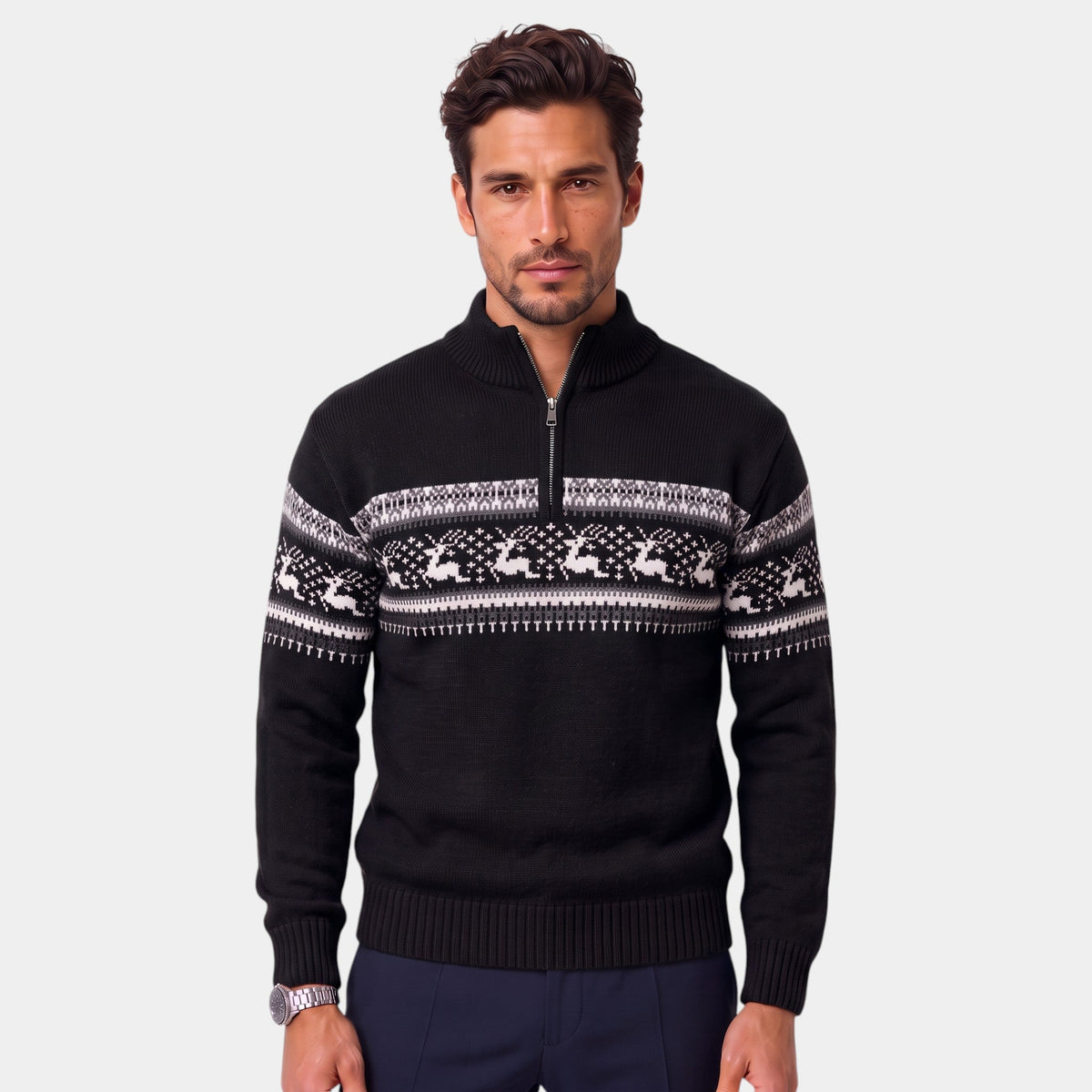 Jersey Navideño Hombre Punto Cuello Alto