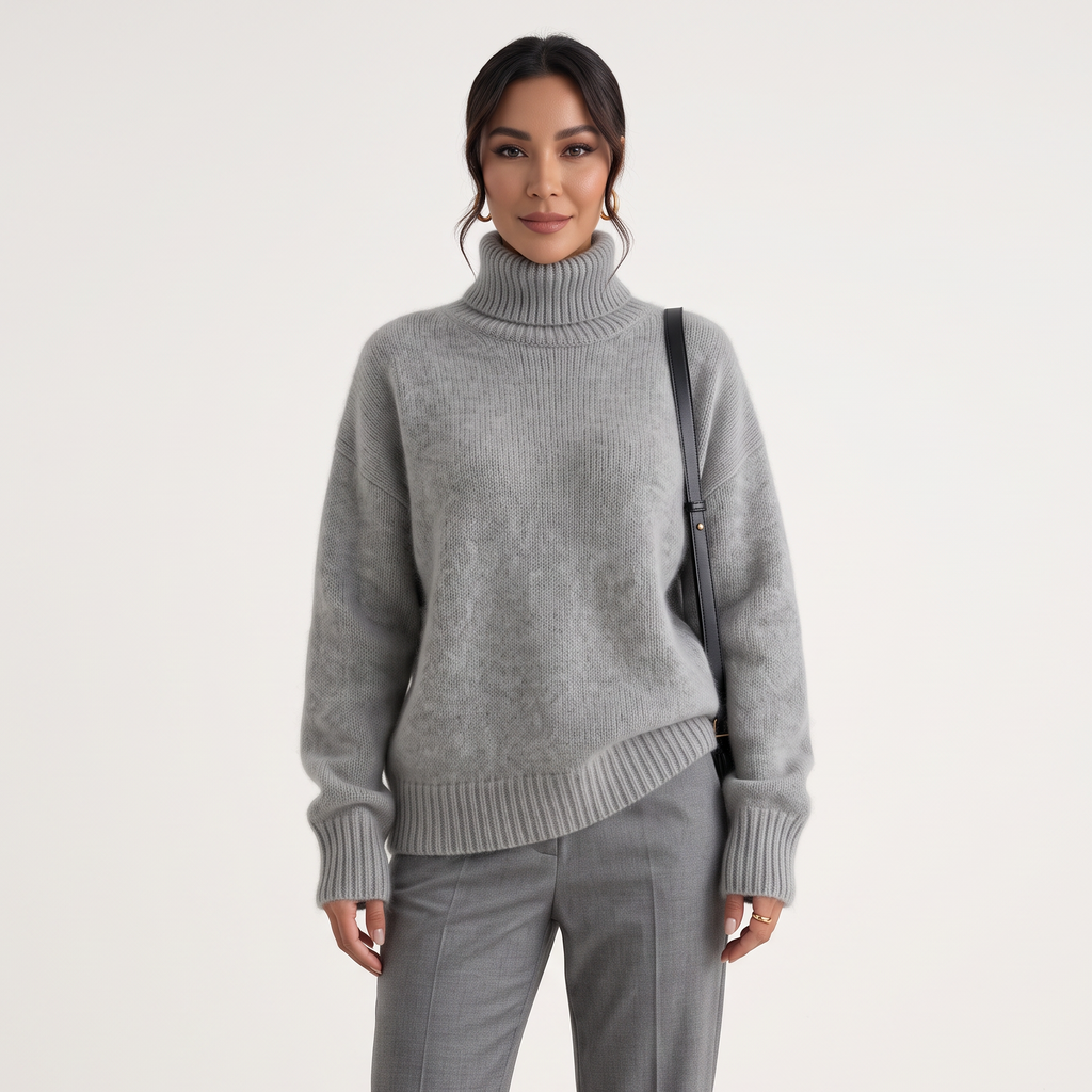 Jersey de Cuello Alto de Cashmere Suave para Mujer