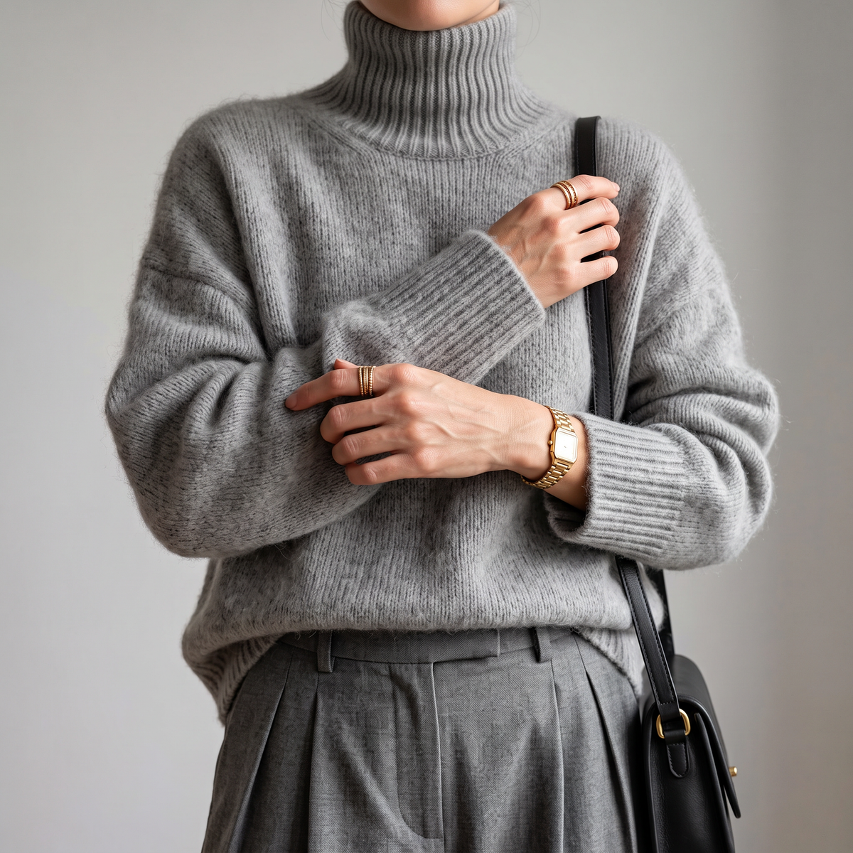 Jersey de Cuello Alto de Cashmere Suave para Mujer