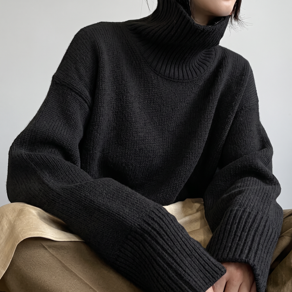 Jersey de Cuello Alto de Cashmere Suave para Mujer