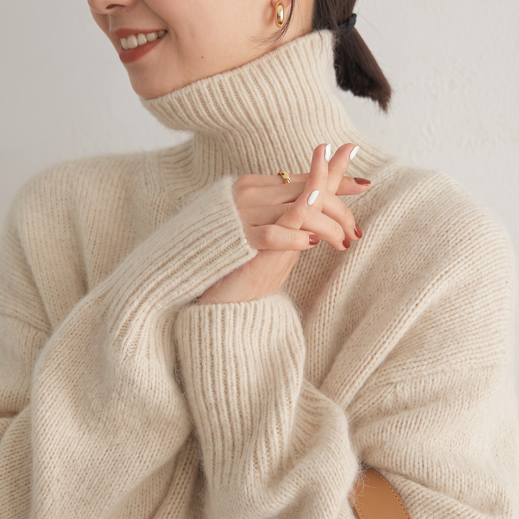 Jersey de Cuello Alto de Cashmere Suave para Mujer