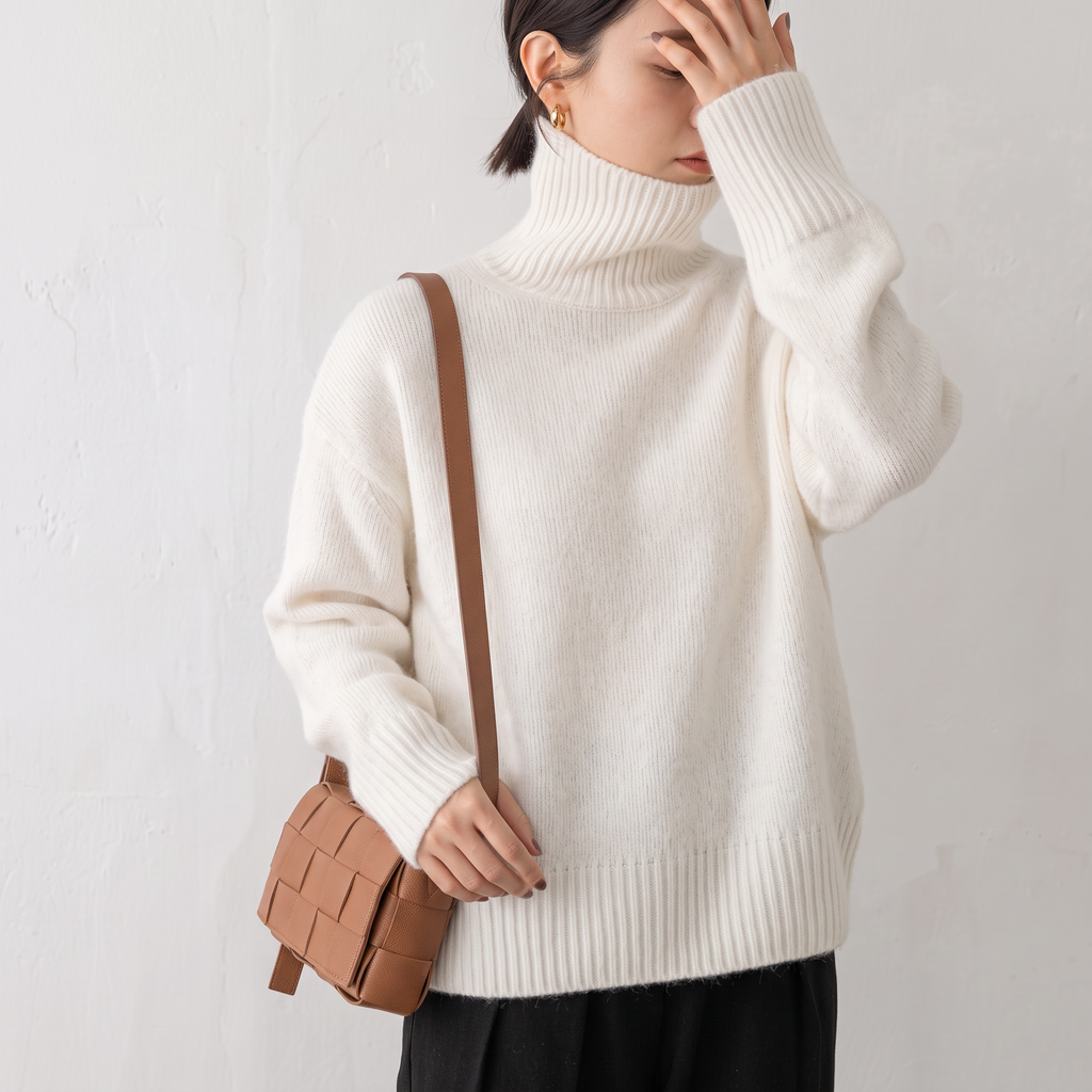 Jersey de Cuello Alto de Cashmere Suave para Mujer