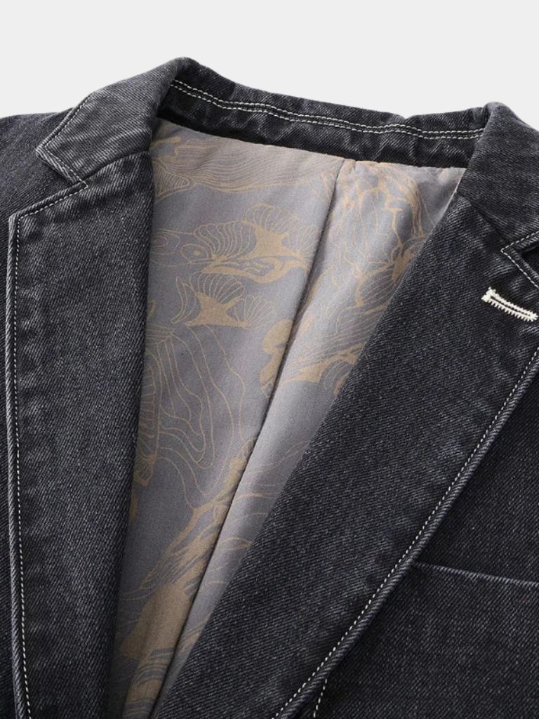Chaqueta Blazer de Denim Covenant – Cross & Crown
