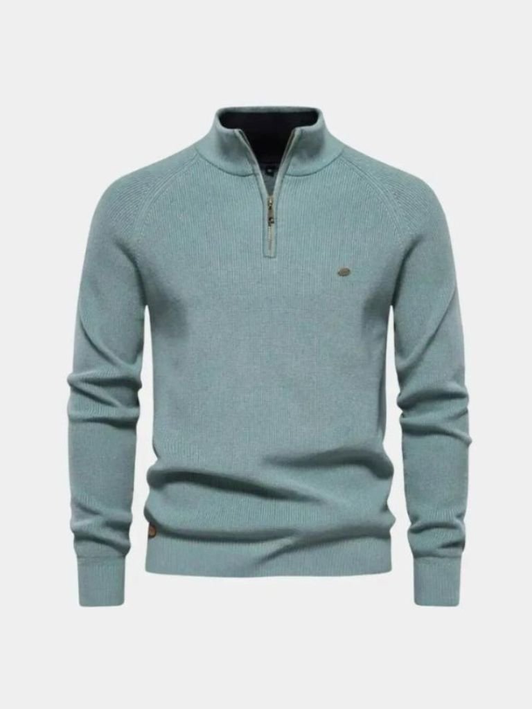 Suéter Elegante con Cremallera de Cuarto - Cross & Crown
