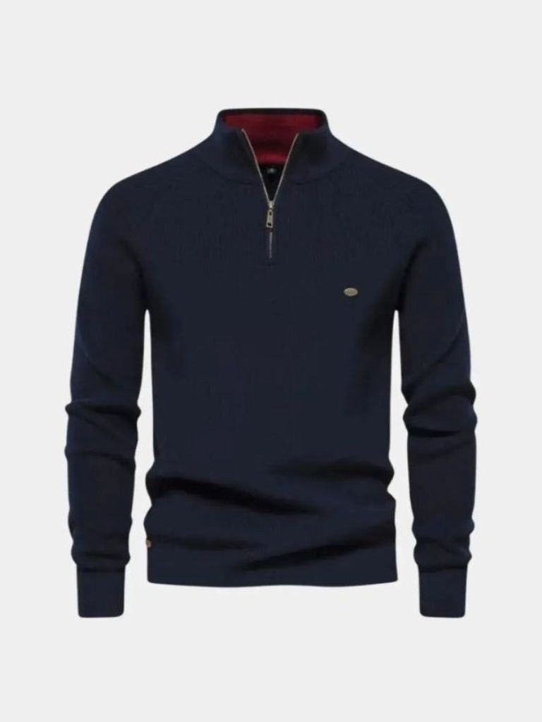Suéter Elegante con Cremallera de Cuarto - Cross & Crown