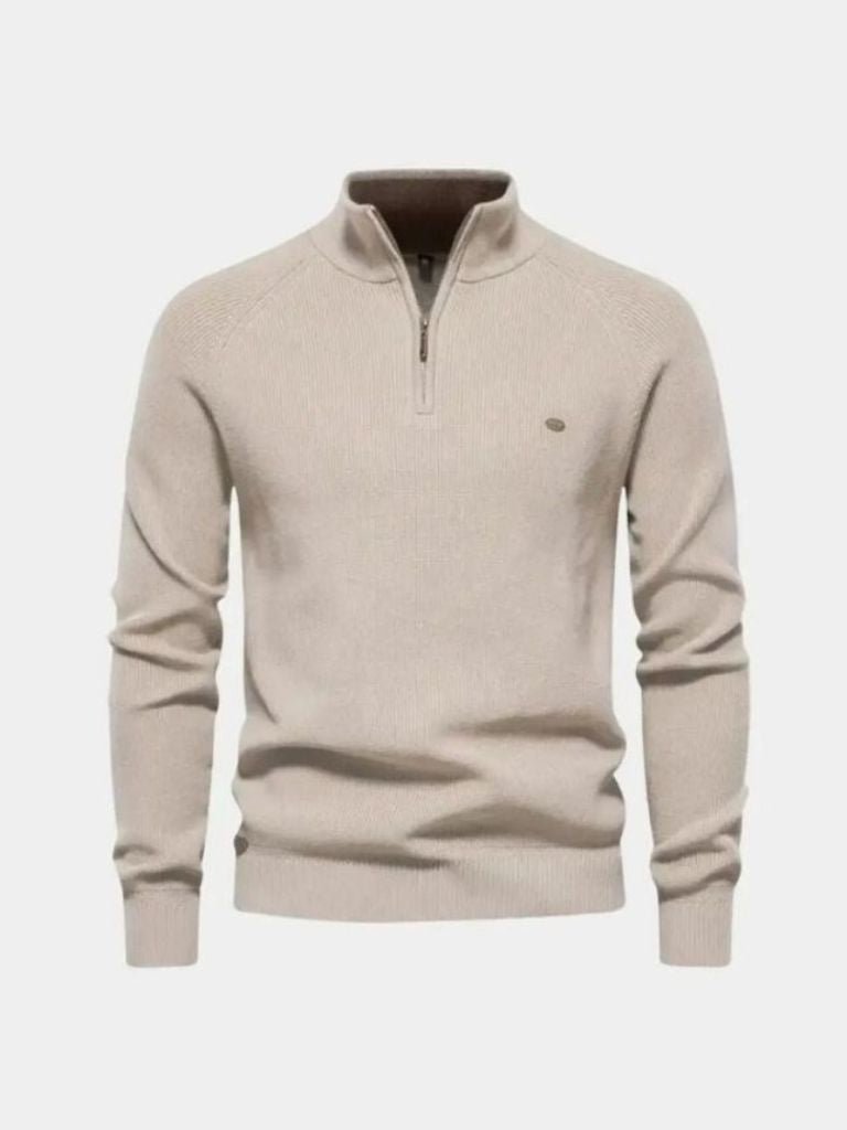 Suéter Elegante con Cremallera de Cuarto - Cross & Crown