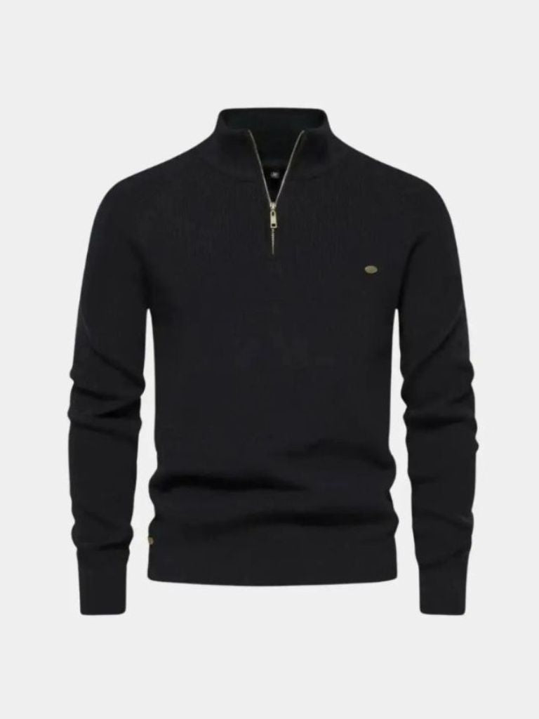 Suéter Elegante con Cremallera de Cuarto - Cross & Crown