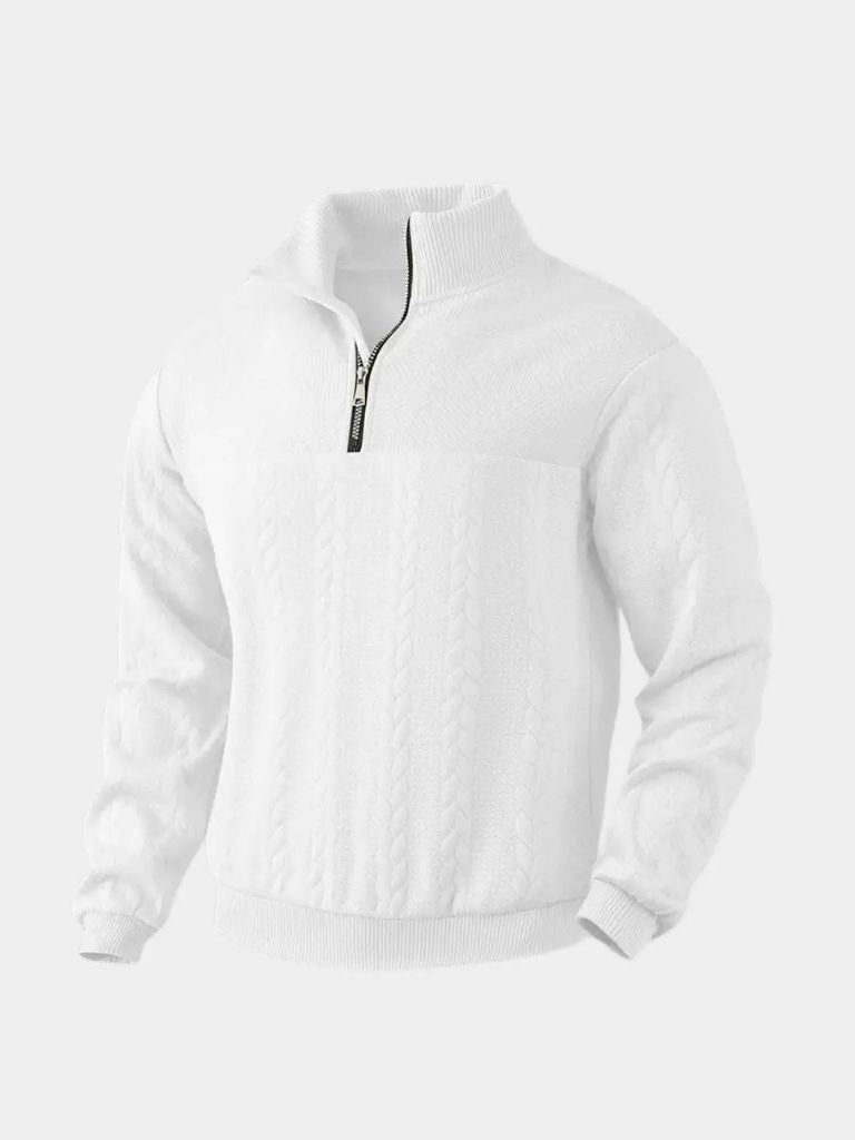 Suéter de Cuello Alto con Media Cremallera Esencial Henley - Cross & Crown