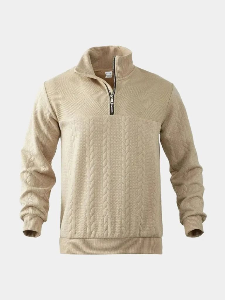 Suéter de Cuello Alto con Media Cremallera Esencial Henley - Cross & Crown