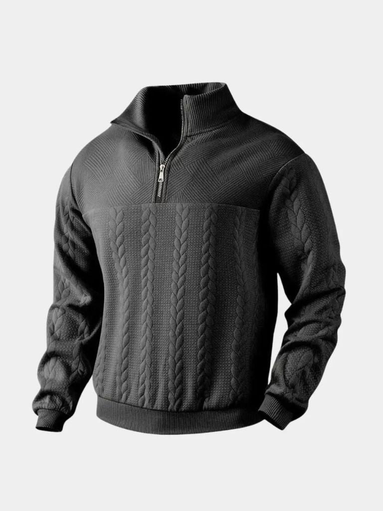 Suéter de Cuello Alto con Media Cremallera Esencial Henley - Cross & Crown